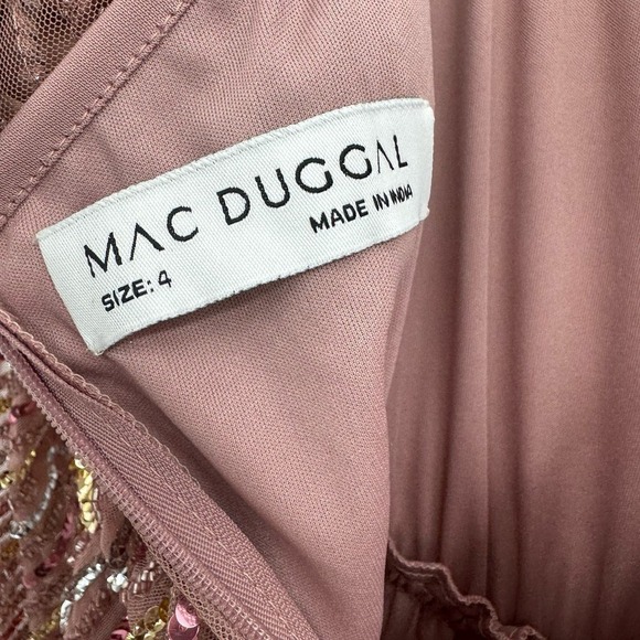 MAC DUGGAL Sequined V Neck Long Sleeve Column Gown Rosewood 4 NWT - Picture 11 of 11